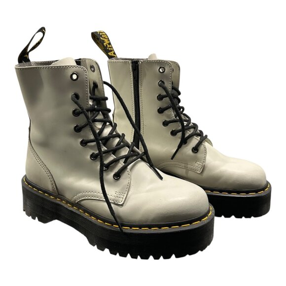 Dr. Martens Women's White Leather Combat Boots With Platform Sole Size 7 - Picture 2 of 8